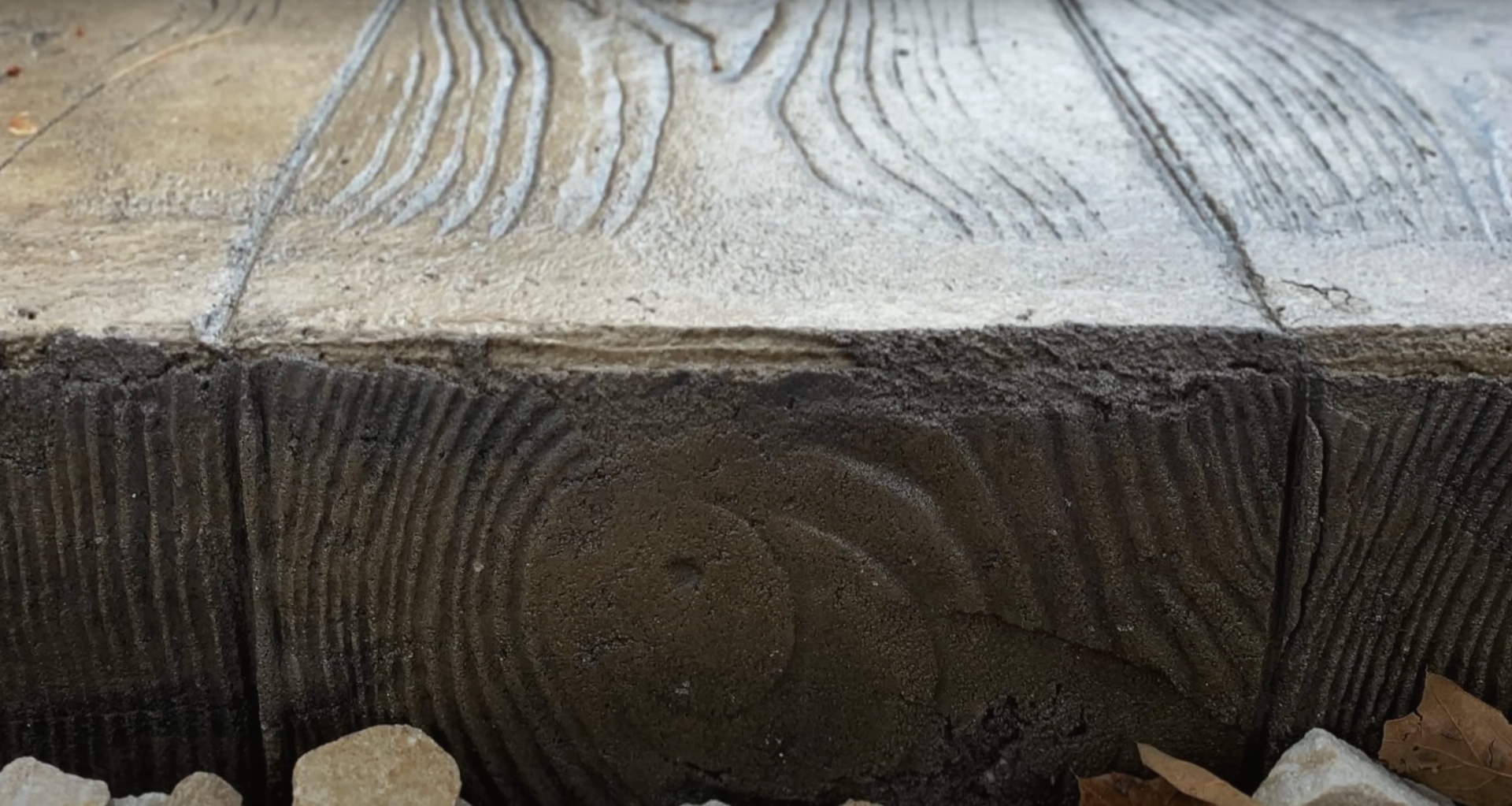 Decorative stamped concrete showing detailed texture and professional craftsmanship